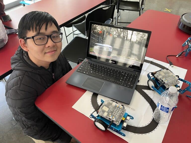 Calvin with the mBots